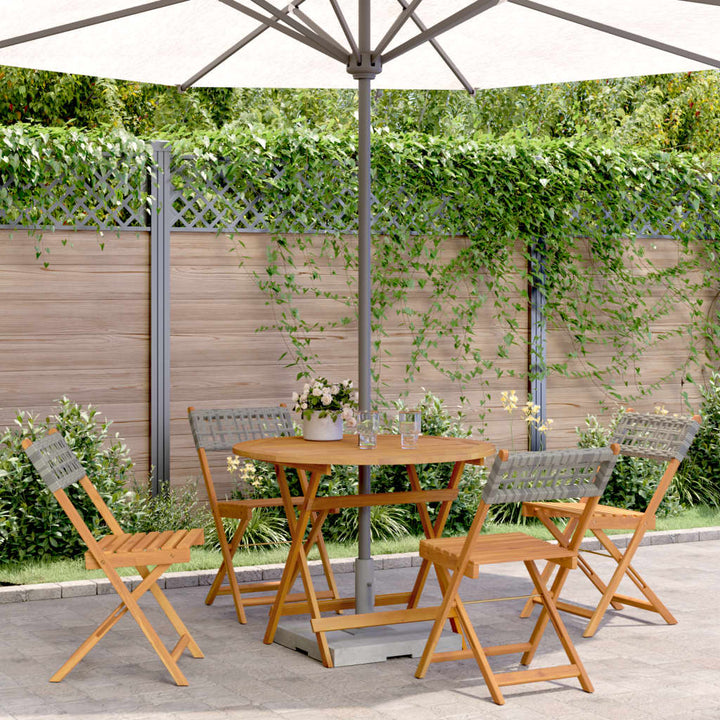 5-delige Tuinset poly rattan en massief hout grijs