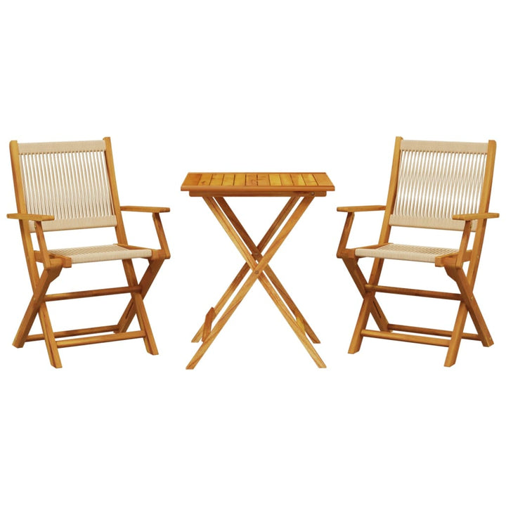 3-delige Bistroset polypropeen en massief hout beige