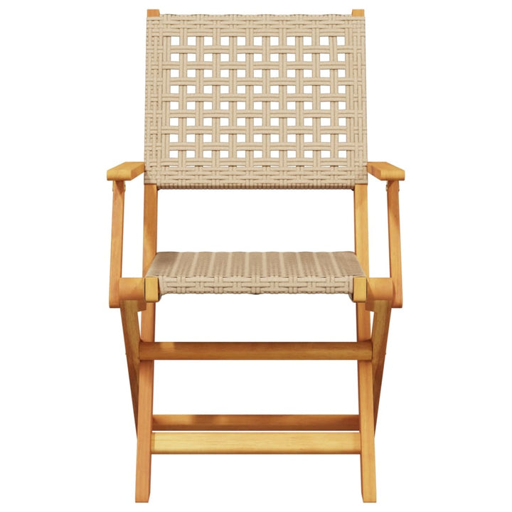 3-delige Bistroset poly rattan en massief hout beige