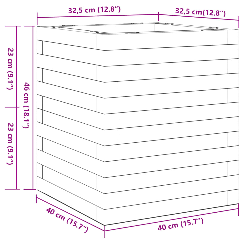 Plantenbak 40x40x46 cm massief grenenhout