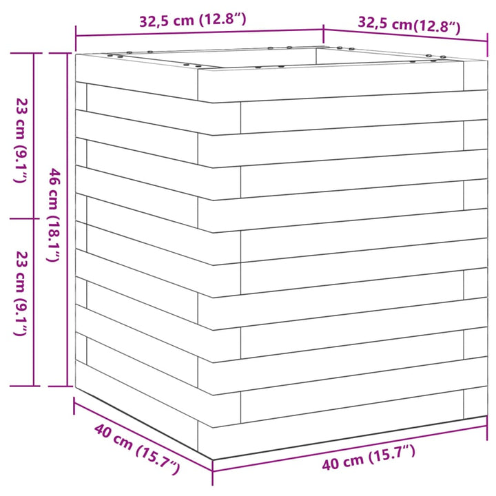 Plantenbak 40x40x46 cm massief grenenhout wasbruin