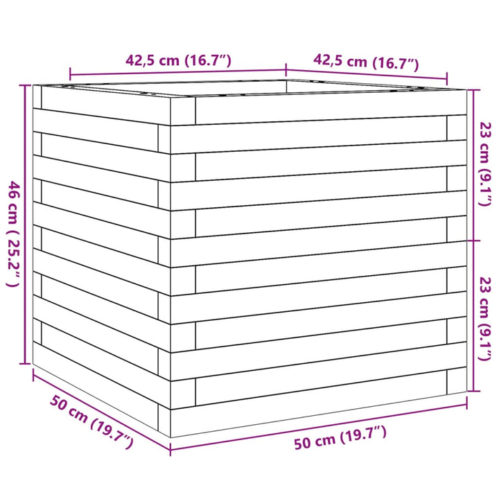 Plantenbak 50x50x46 cm massief groenenhout wasbruin