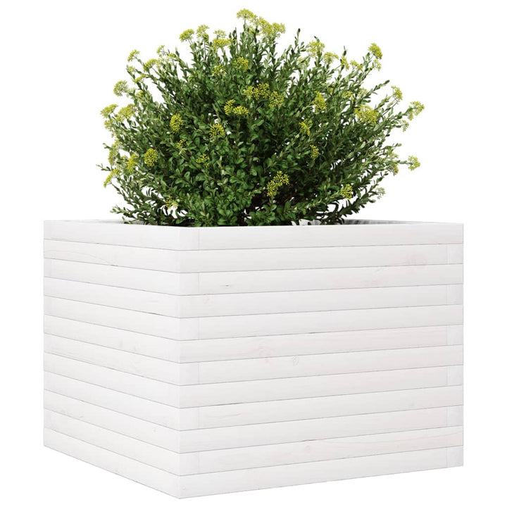 Plantenbak 60x60x46 cm massief groenhout wit