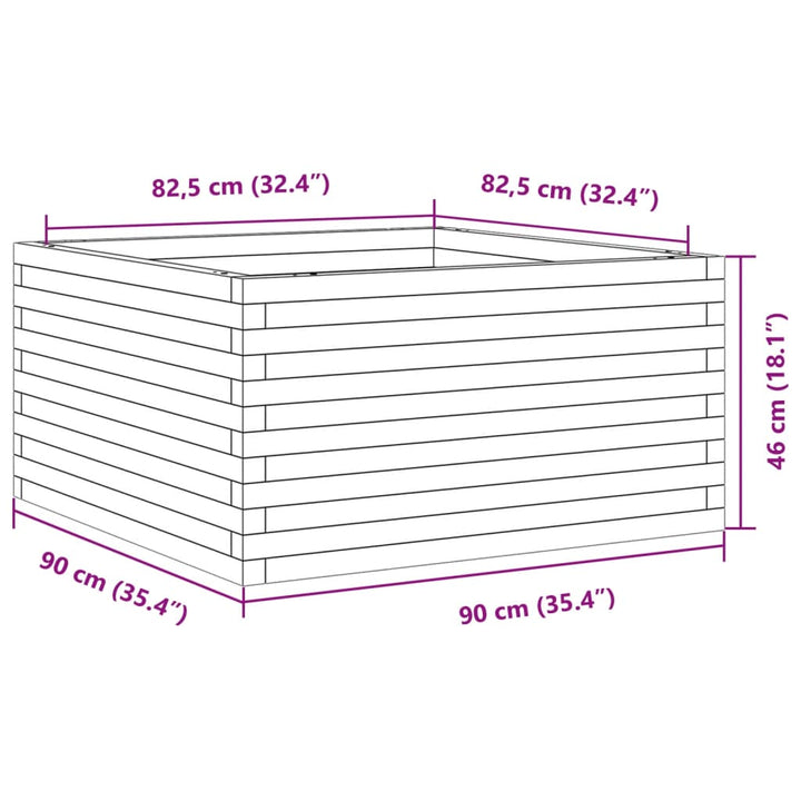 Plantenbak 90x90x46 cm massief grenenhout