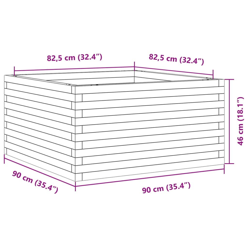 Plantenbak 90x90x46 cm massief douglashout