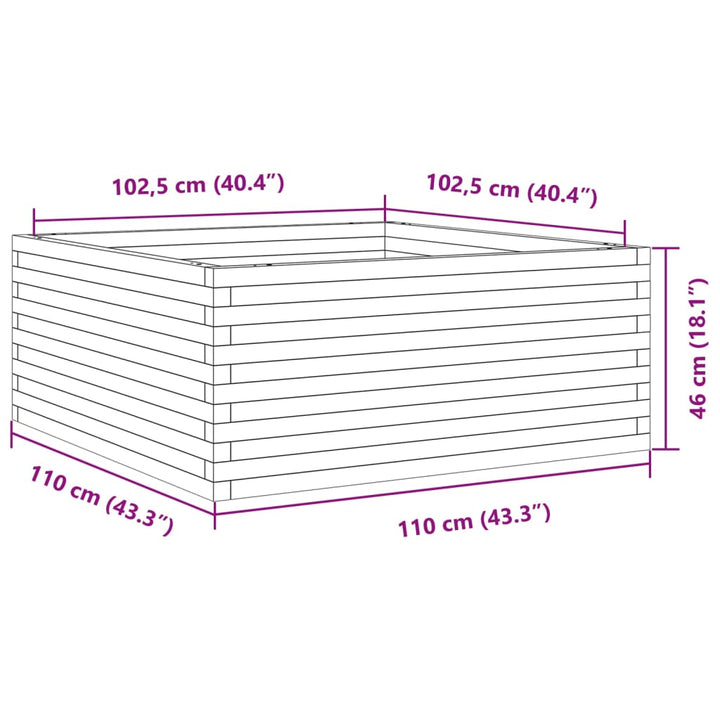 Plantenbak 110x110x46 cm geïmpregneerd grenenhout