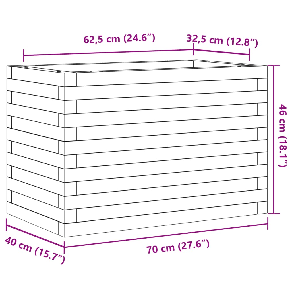 Plantenbak 70x40x46 cm massief grenenhout