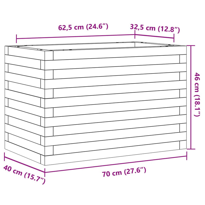 Plantenbak 70x40x46 cm massief grenenhout