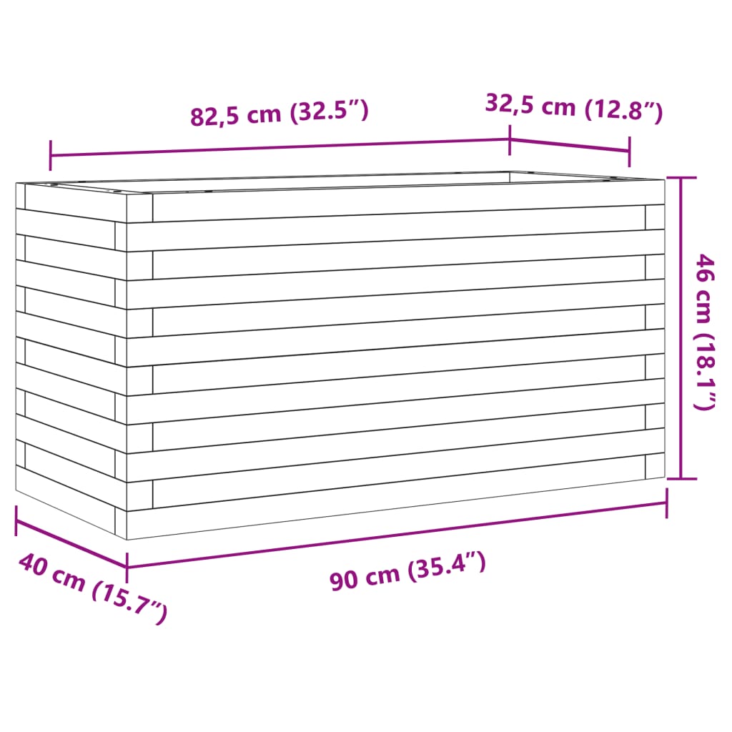 Plantenbak 90x40x46 cm massief grenenhout