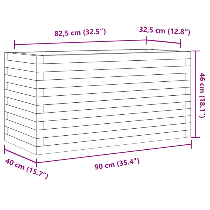 Plantenbak 90x40x46 cm massief grenenhout