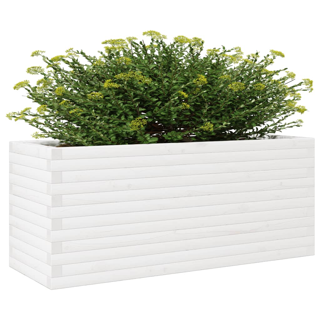 Plantenbak 110x40x46 cm massief grenenhout wit