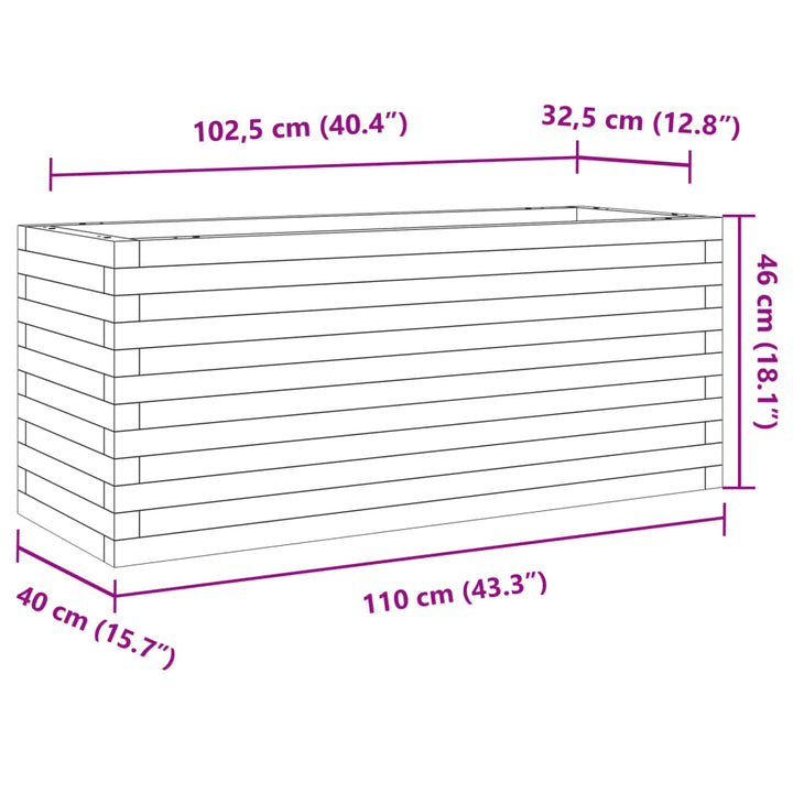 Plantenbak 110x40x46 cm massief grenenhout wit