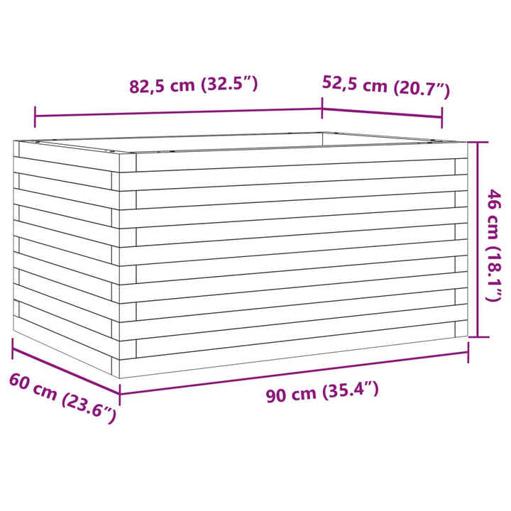 Plantenbak 90x60x46 cm massief grenenhout