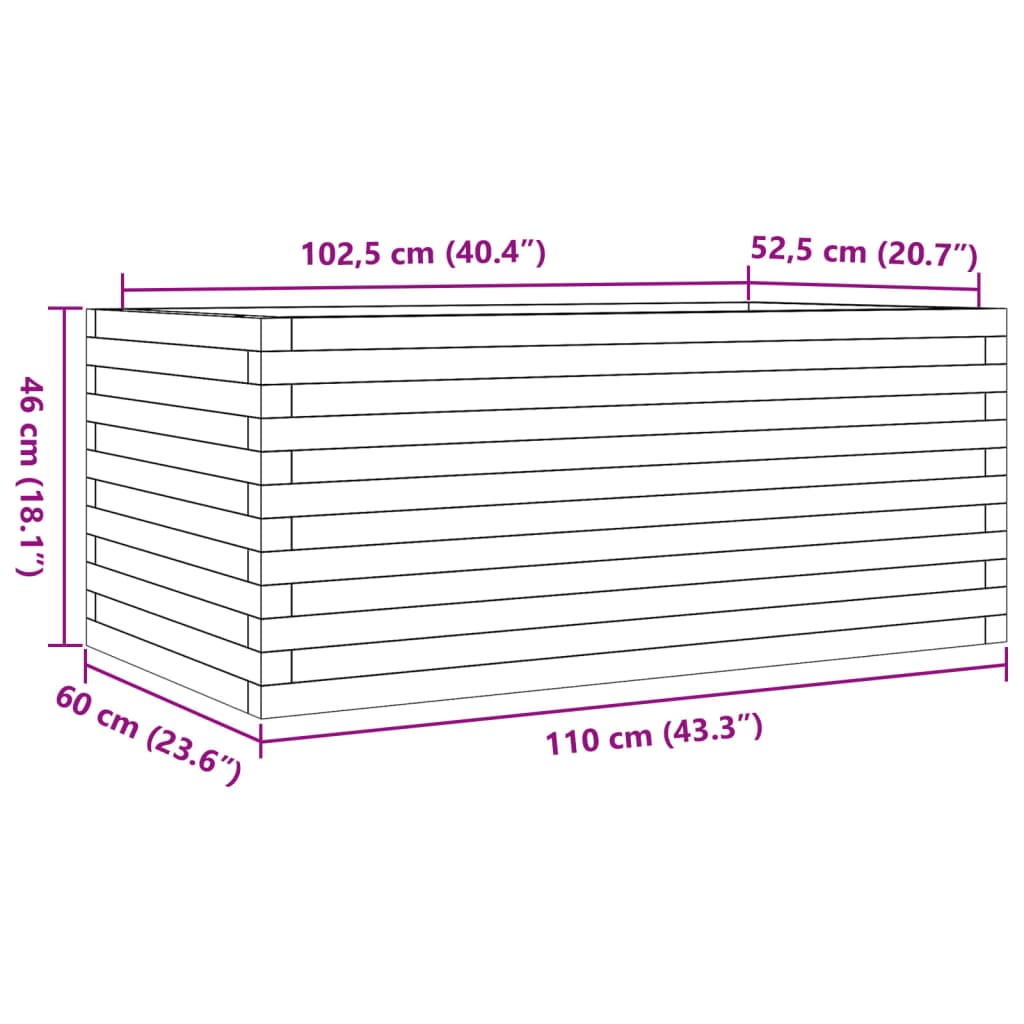 Plantenbak 110x60x46 cm massief douglashout