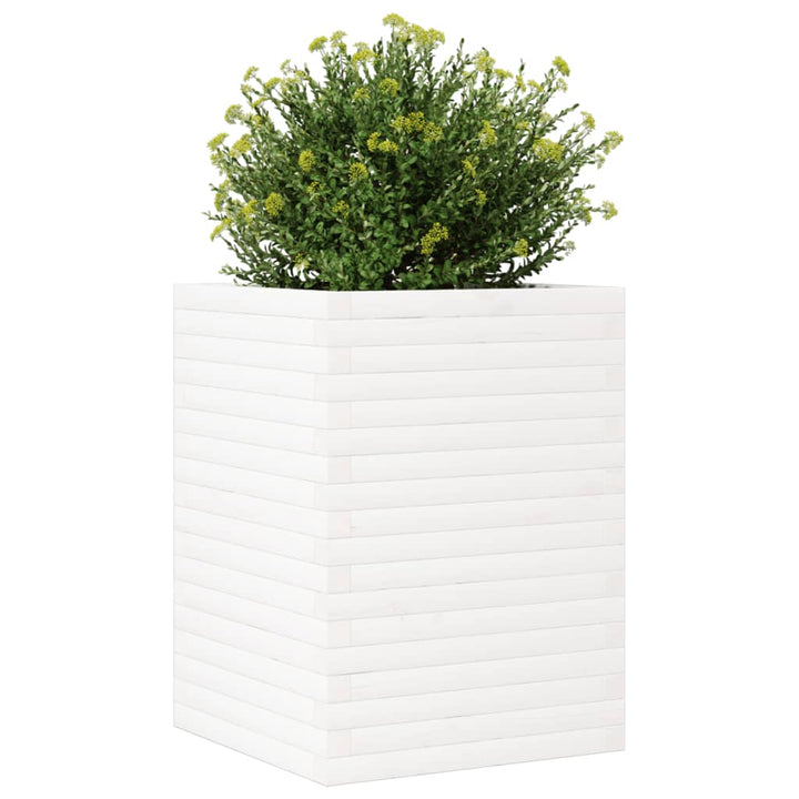 Plantenbak 50x50x68,5 cm massief grenenhout wit