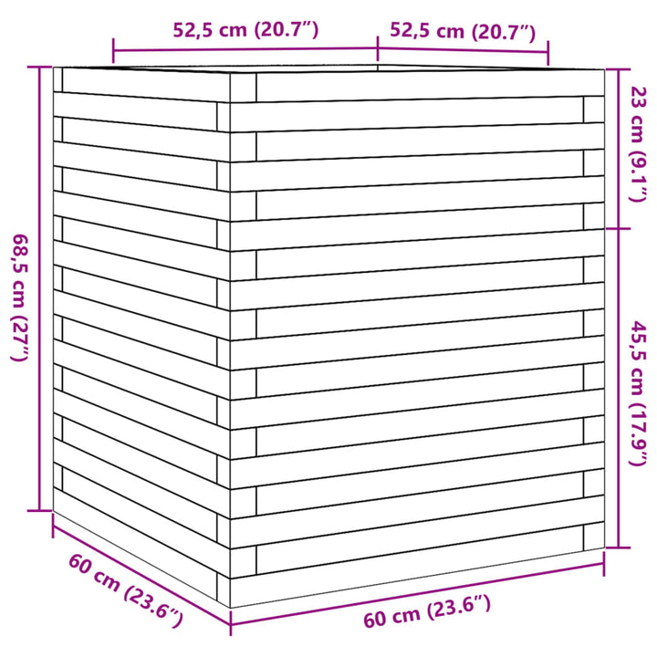 Plantenbak 60x60x68,5 cm massief grenenhout