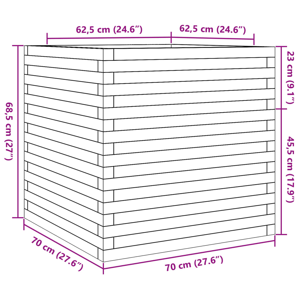 Plantenbak 70x70x68,5 cm massief grenenhout