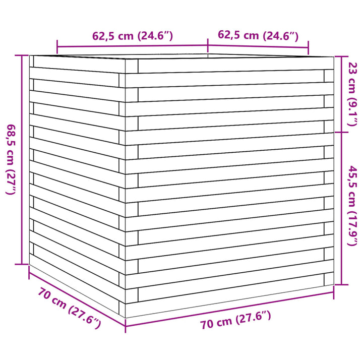 Plantenbak 70x70x68,5 cm massief grenenhout