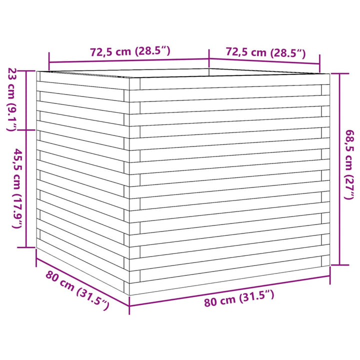 Plantenbak 80x80x68,5 cm massief groenhout