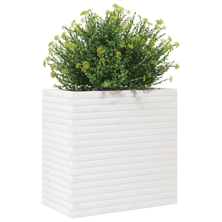 Plantenbak 70x40x68,5 cm massief grenenhout wit