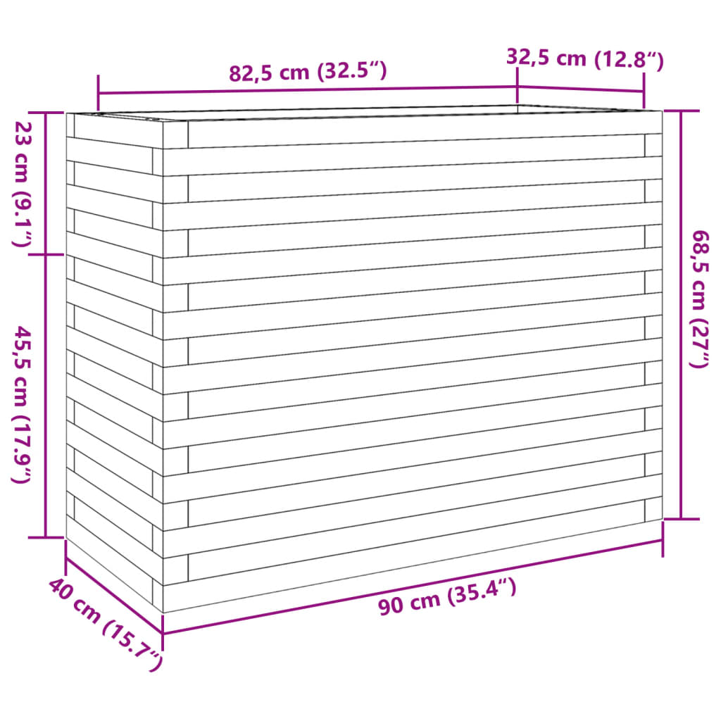 Plantenbak 90x40x68,5 cm massief grenenhout