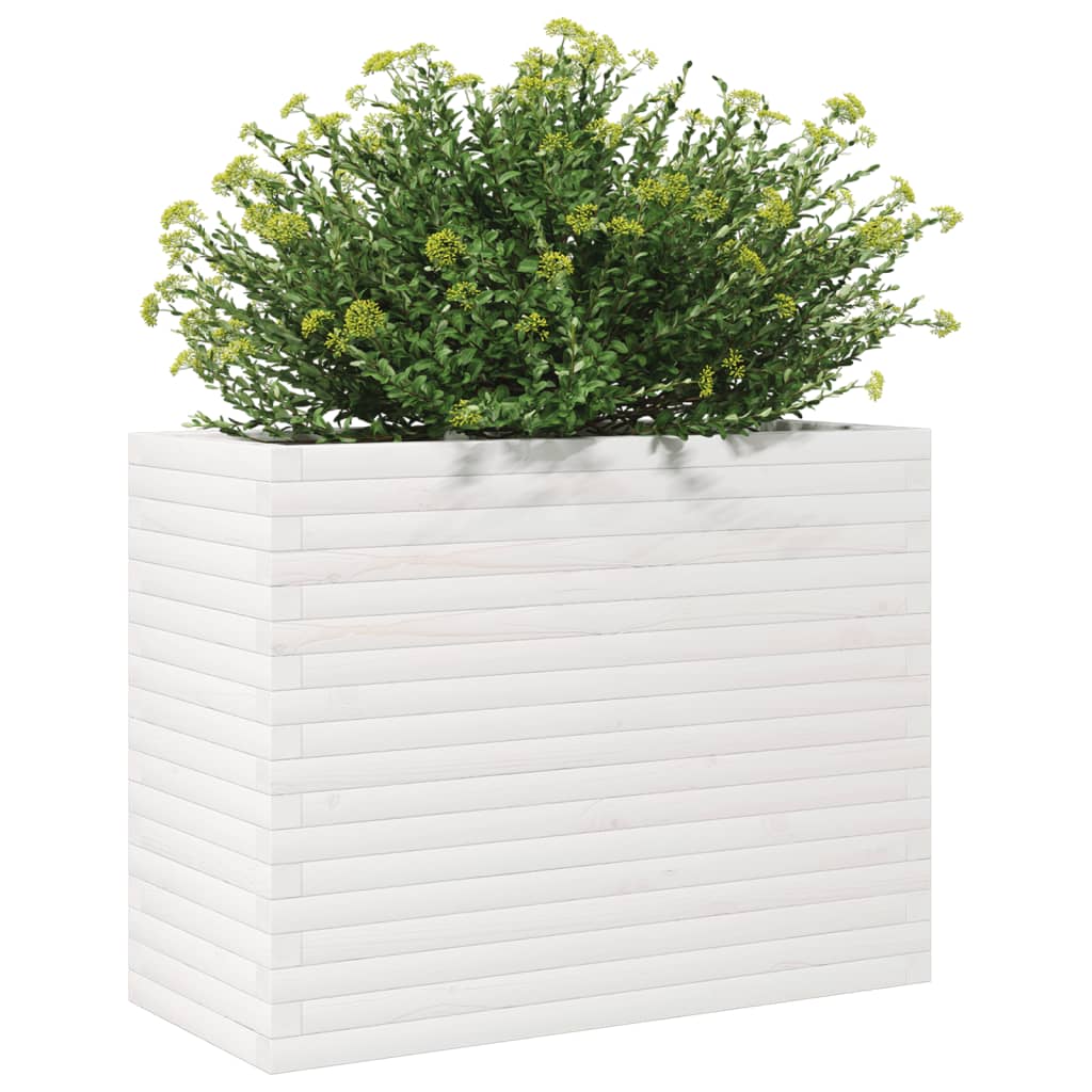 Plantenbak 90x40x68,5 cm massief grenenhout wit