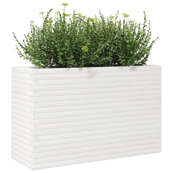 Plantenbak 110x40x68,5 cm massief grenenhout wit