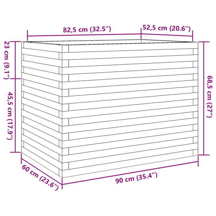 Plantenbak 90x60x68,5 cm massief groenhout