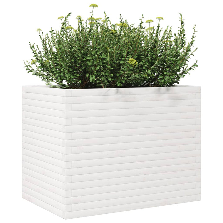 Plantenbak 90x60x68,5 cm massief grenenhout wit