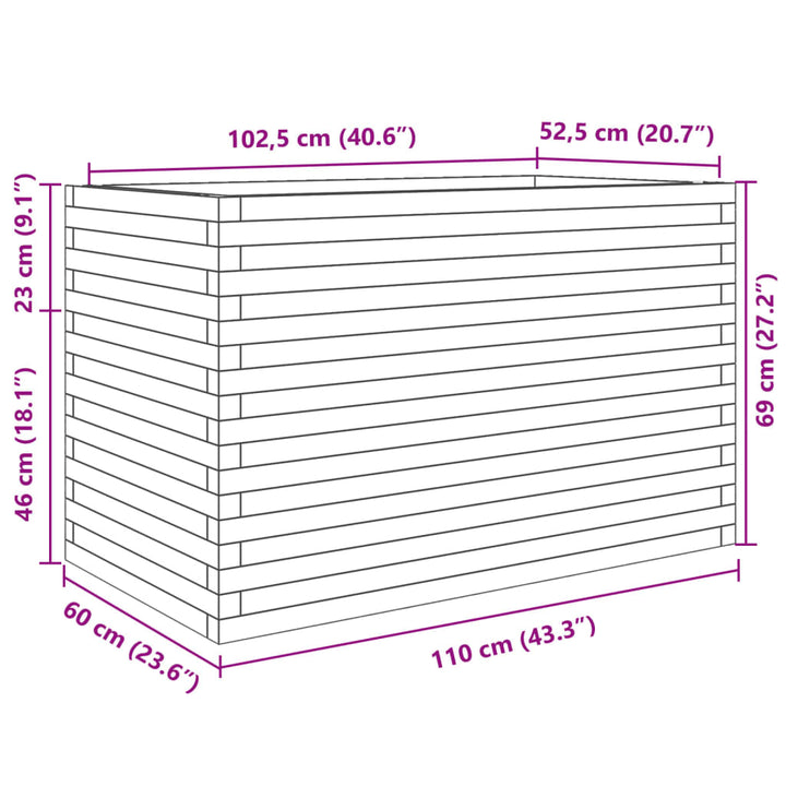 Plantenbak 110x60x68,5 cm geïmpregneerd grenenhout