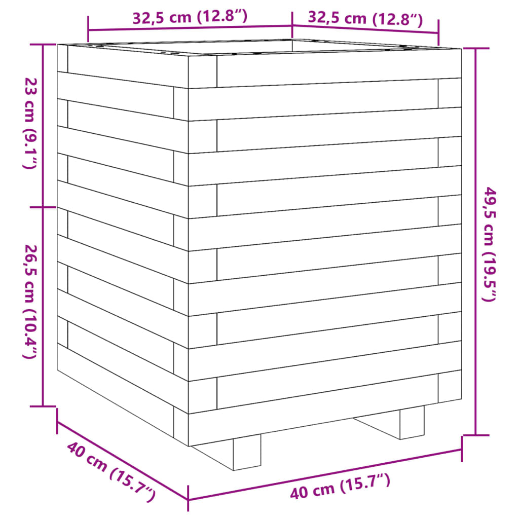 Plantenbak 40x40x49,5 cm massief grenenhout