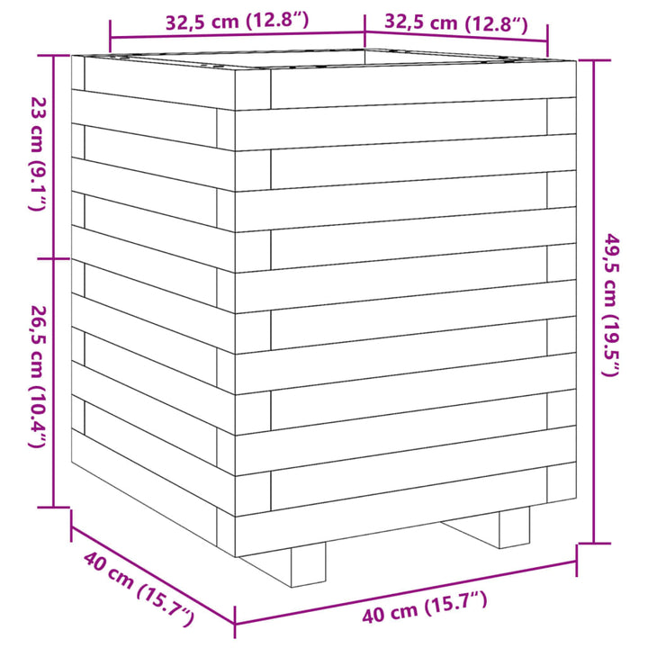 Plantenbak 40x40x49,5 cm massief grenenhout