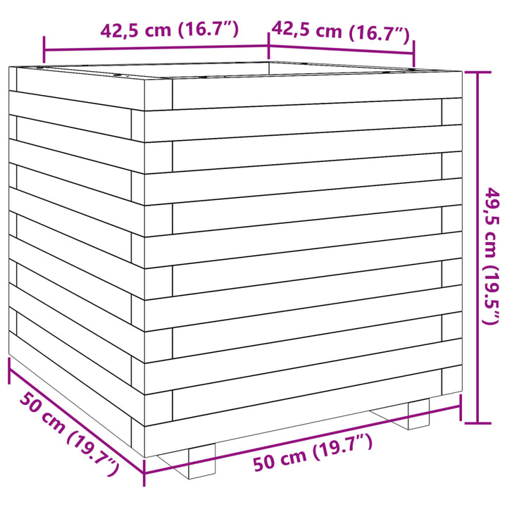 Plantenbak 50x50x49,5 cm massief grenenhout