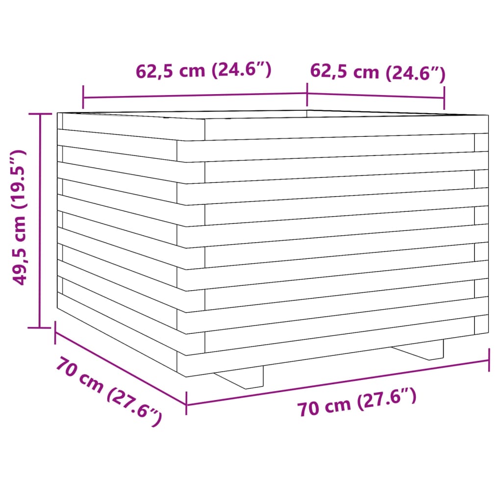 Plantenbak 70x70x49,5 cm massief douglashout