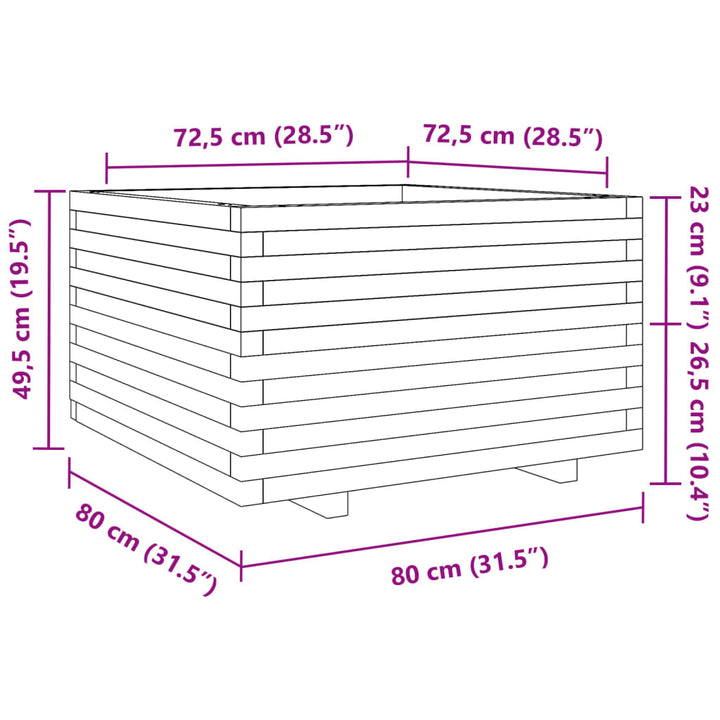 Plantenbak 80x80x49,5 cm massief grenenhout