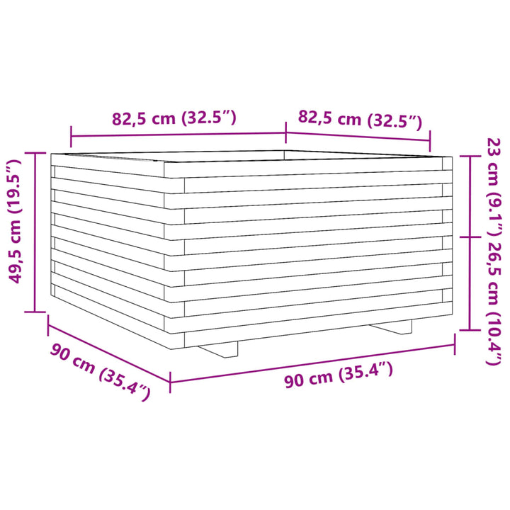 Plantenbak 90x90x49,5 cm massief groenhout