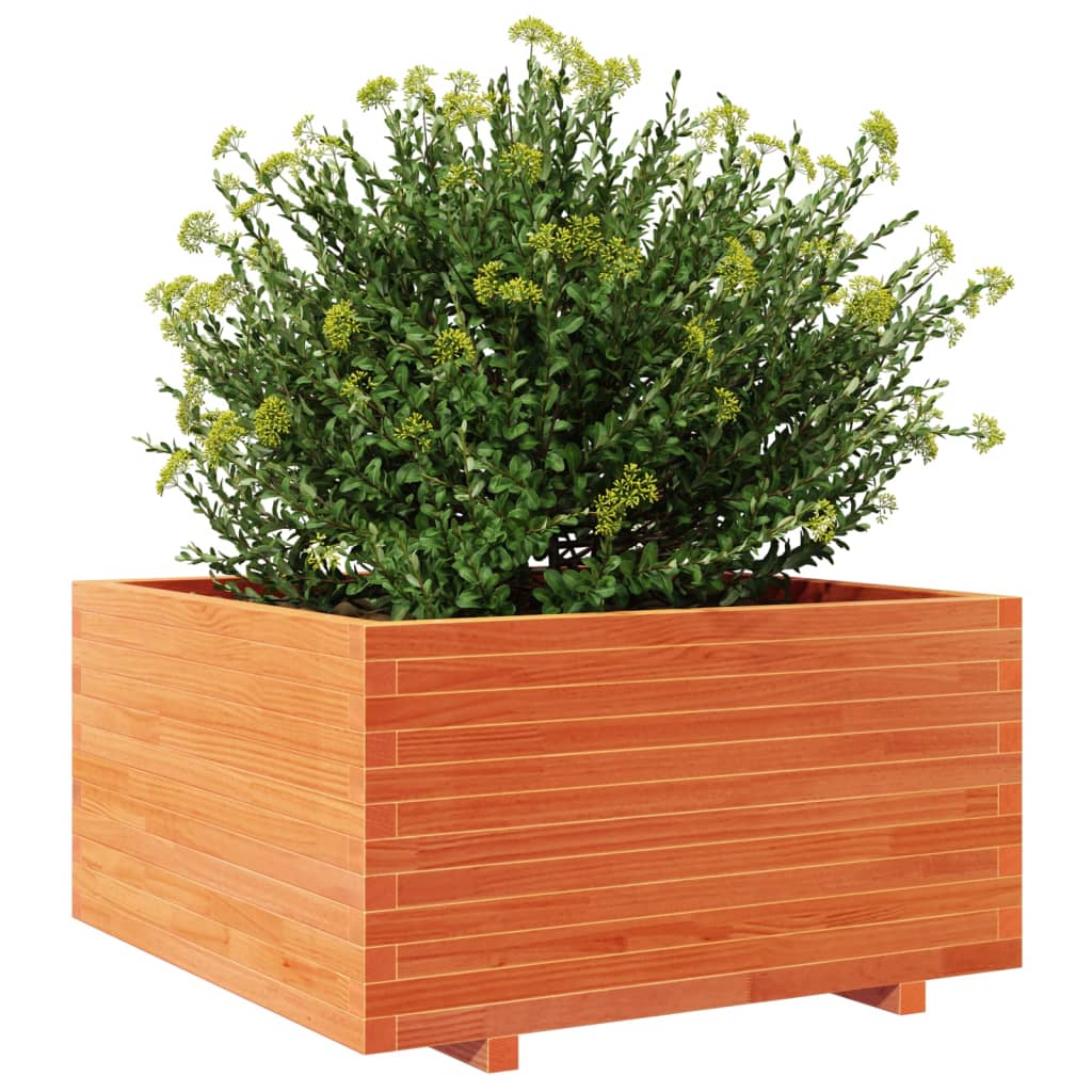 Plantenbak 90x90x49,5 cm massief grenenhout wasbruin