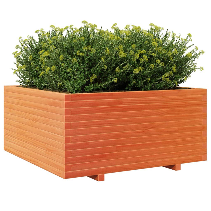 Plantenbak 100x100x49,5 cm massief groenenhout wasbruin