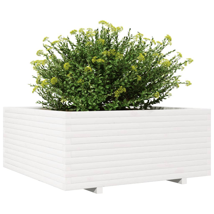 Plantenbak 110x110x49,5 cm massief grenenhout wit