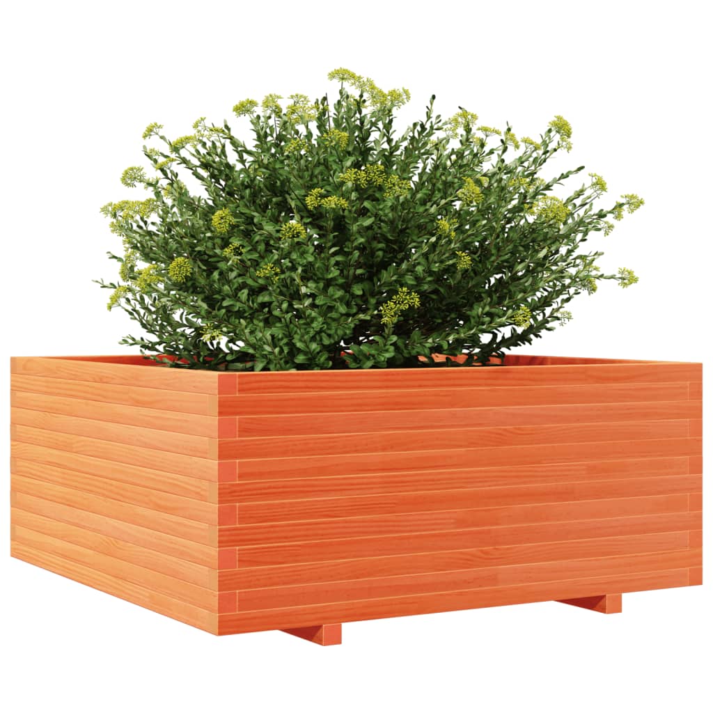 Plantenbak 110x110x49,5 cm massief grenenhout wasbruin