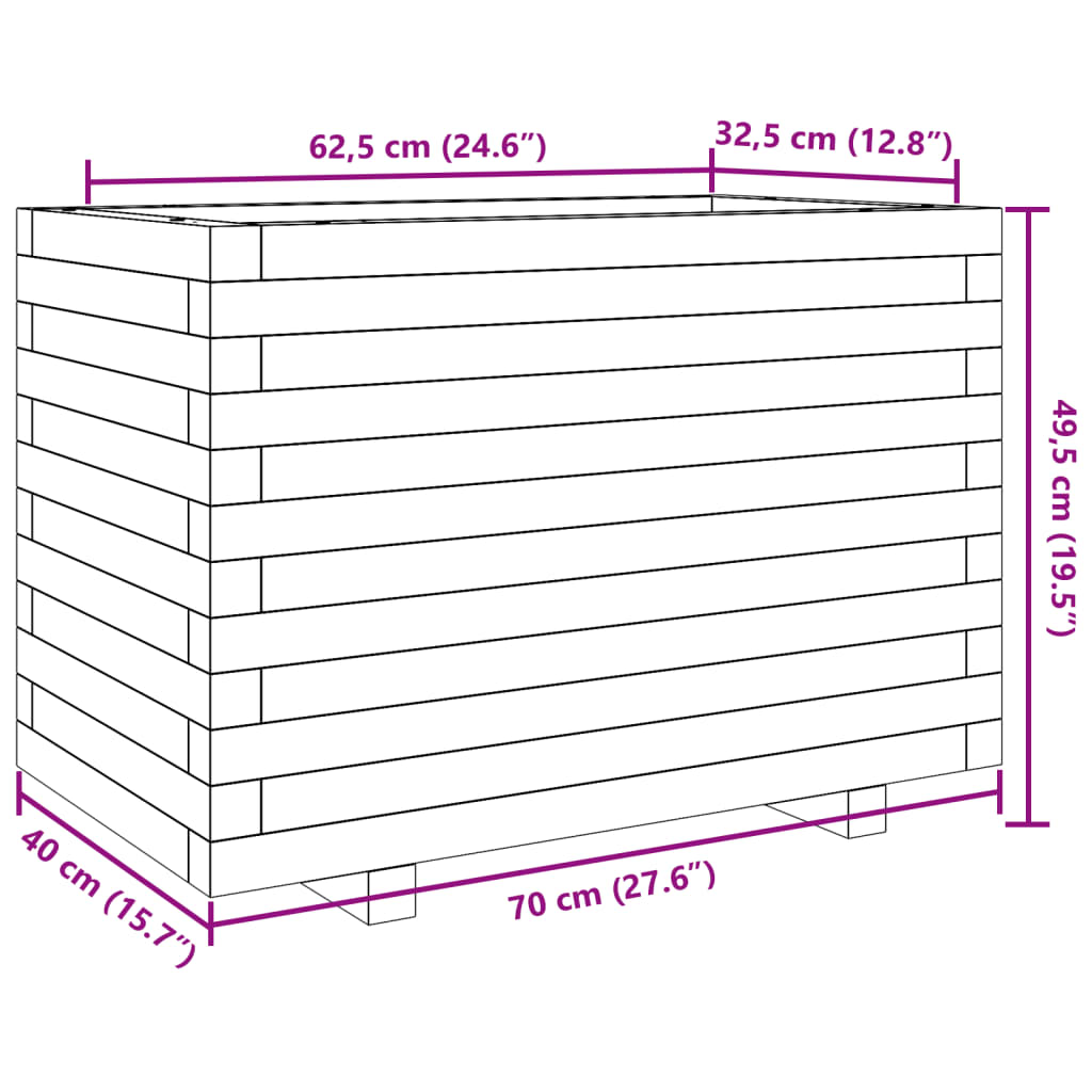 Plantenbak 70x40x49,5 cm massief grenenhout