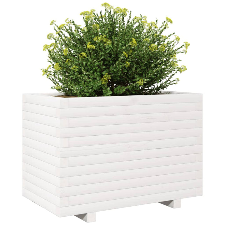 Plantenbak 70x40x49,5 cm massief grenenhout wit