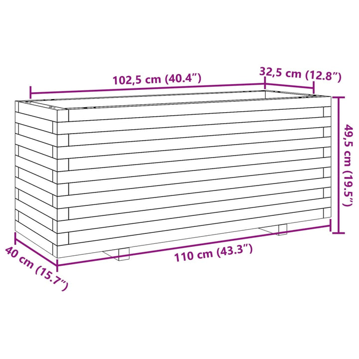 Plantenbak 110x40x49,5 cm massief grenenhout