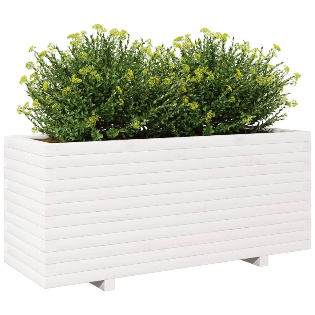 Plantenbak 110x40x49,5 cm massief grenenhout wit