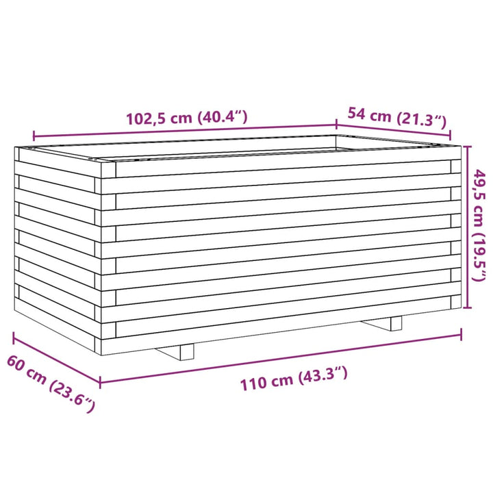 Plantenbak 110x60x49,5 cm massief grenenhout