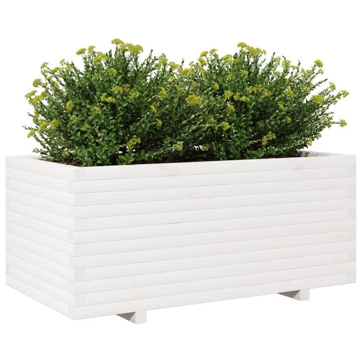 Plantenbak 110x60x49,5 cm massief grenenhout wit