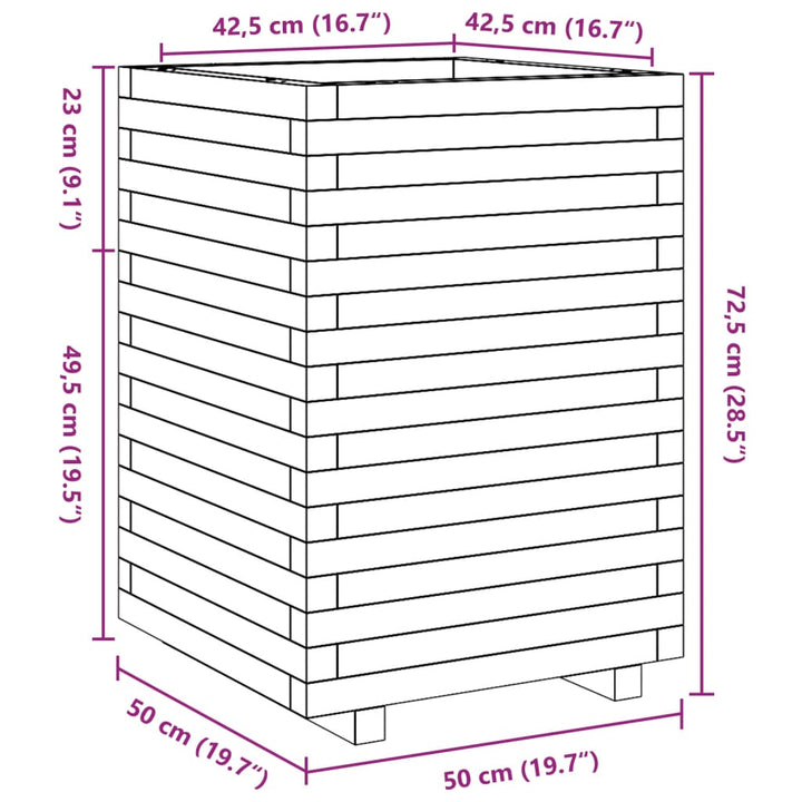 Plantenbak 50x50x72,5 cm massief groenhout