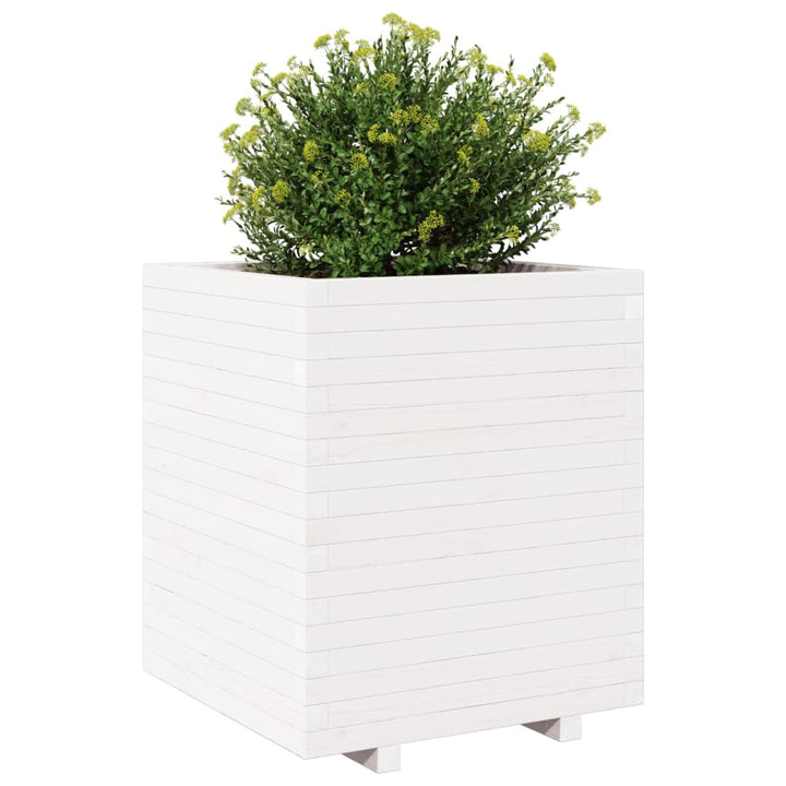 Plantenbak 60x60x72,5 cm massief groenenhout wit