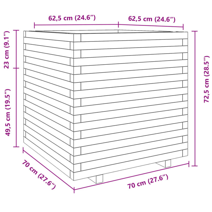 Plantenbak 70x70x72,5 cm massief grenenhout