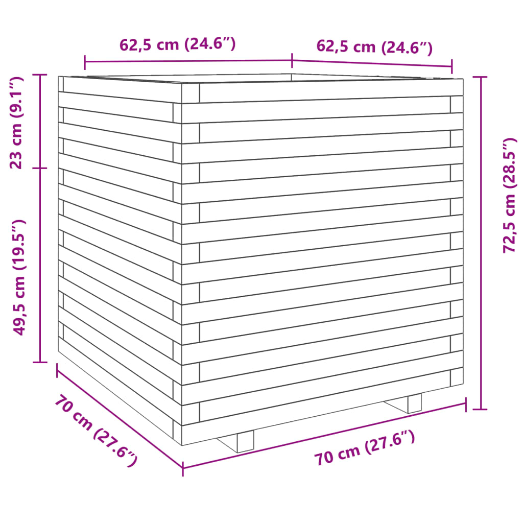 Plantenbak 70x70x72,5 cm geïmpregneerd groenenhout